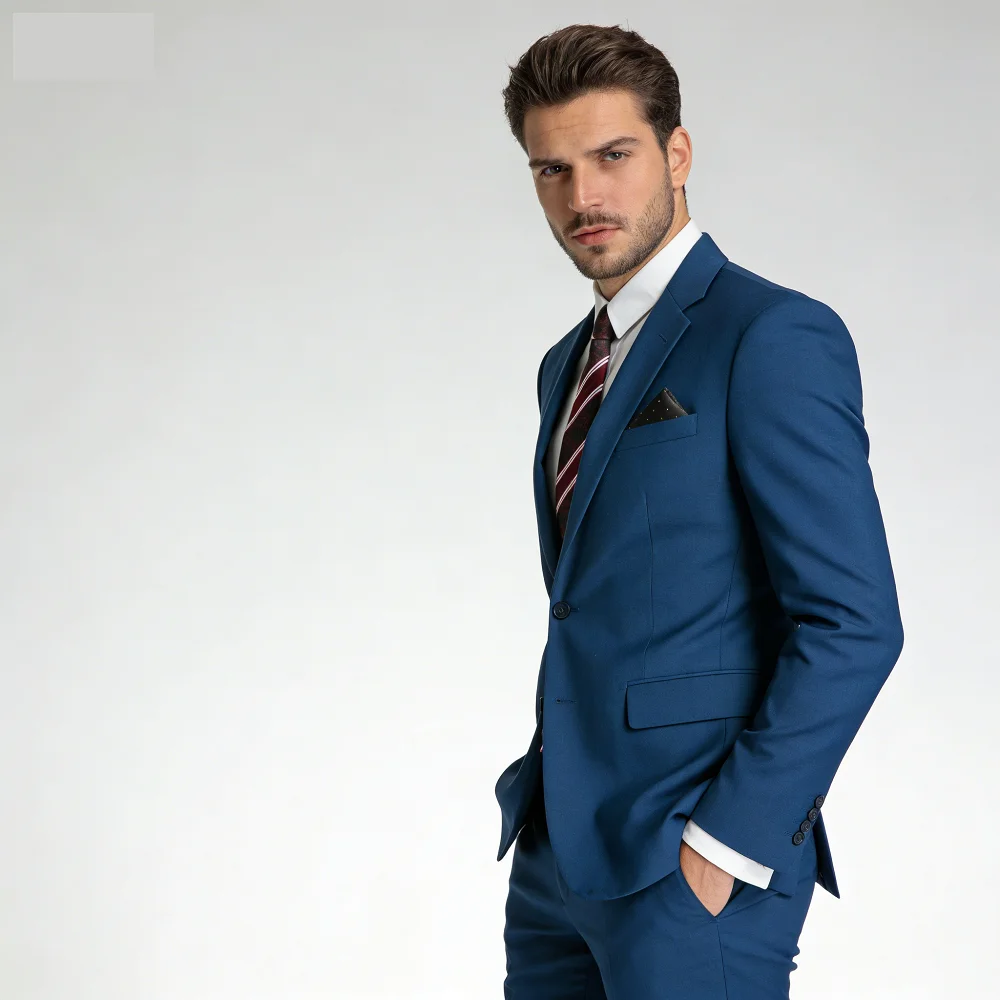 

Летний модный мужской костюм-двойка: приталенный смокинг с пиджаком с вырезами на лацканах и брюками – уникальный деловой комплект