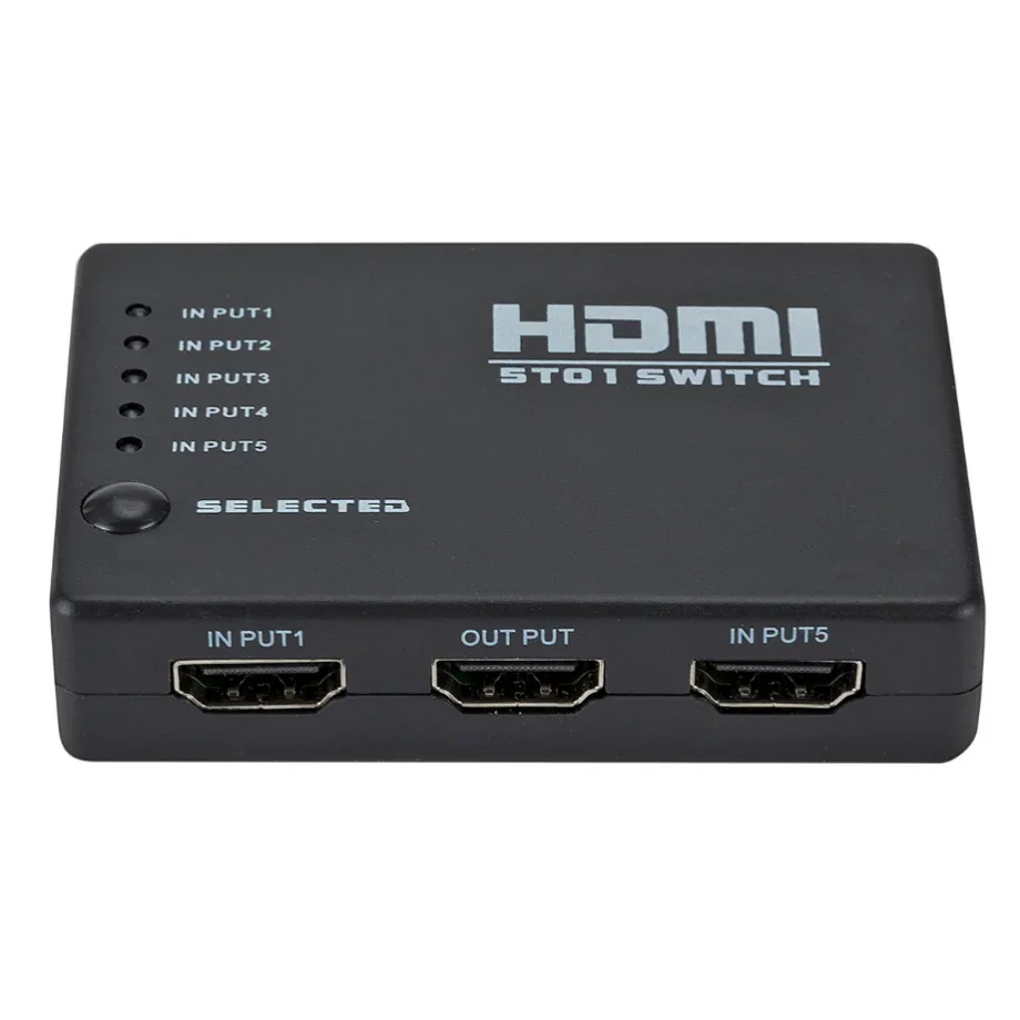 5 Port HDMI-compatible Switch 1080p Selector Splitter Hub With IR Remote Controller For HDTV DVD BOX HDMI Switcher 5 In 1 Out