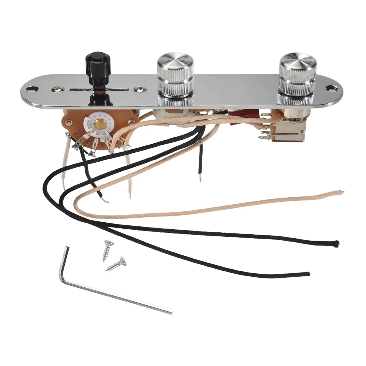 

A51Q-Prewired Guitar Control Plate Assembly,Loaded 3-Way Blade Switch Push Pull Potentiometer Excellent CTS Pot Speed Knobs