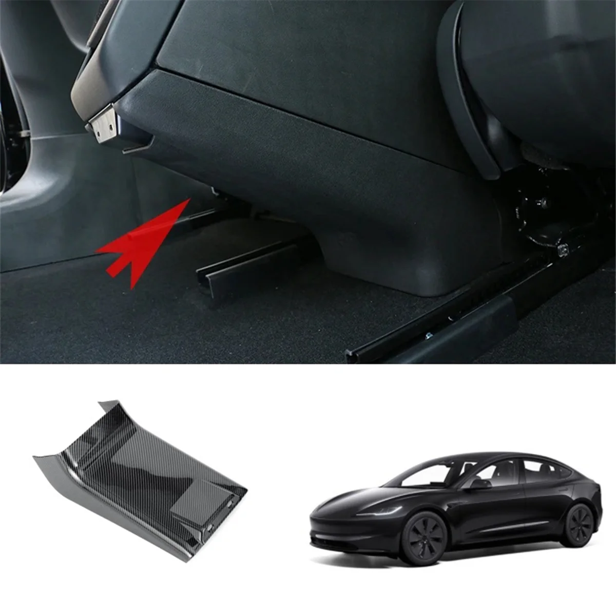 Rear Anti Kick Cover Protector Panel Trim for Tesla Model 3 Highland 2024 ABS Carbon Fiber Interior Accessories