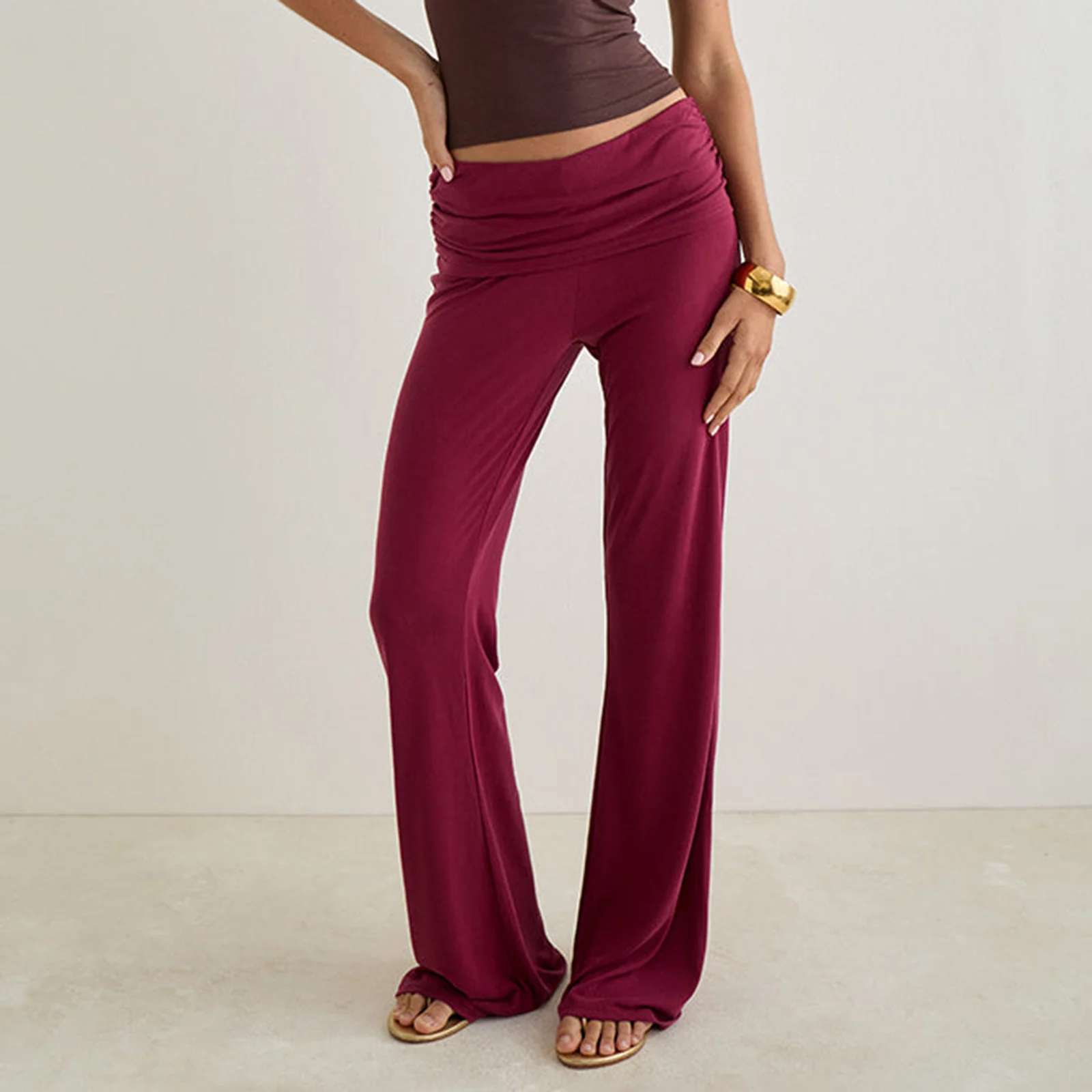 Pantalones largos Grunge Y2k para mujer, pantalones de chándal de pierna ancha de tiro bajo, pantalones de salón de Yoga, pantalones informales ajustados, ropa