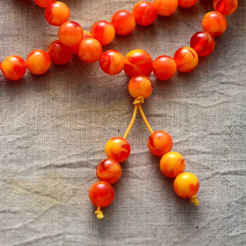 108 الخرز مالا التأمل الصلاة القلائد 6 مللي متر العنبر تمتد الريكي مسلم الوردية الروحية اليوغا مجوهرات Aliexprees