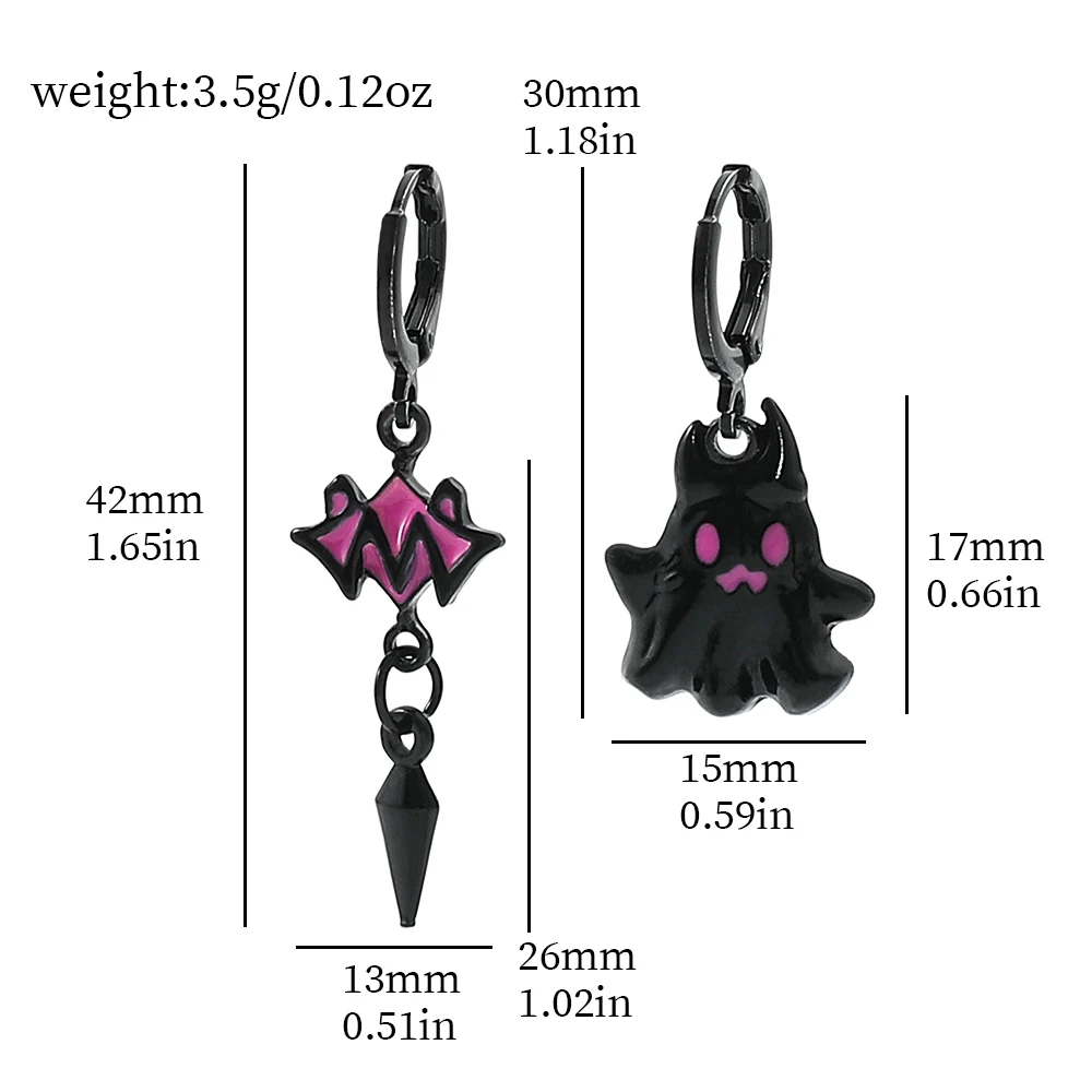 Y2k 2000s Aesthetic Ghost Piercing Dangle Earrings for Women Gothic Sweet Punk Black Gold Color Fashion Party Jewelry