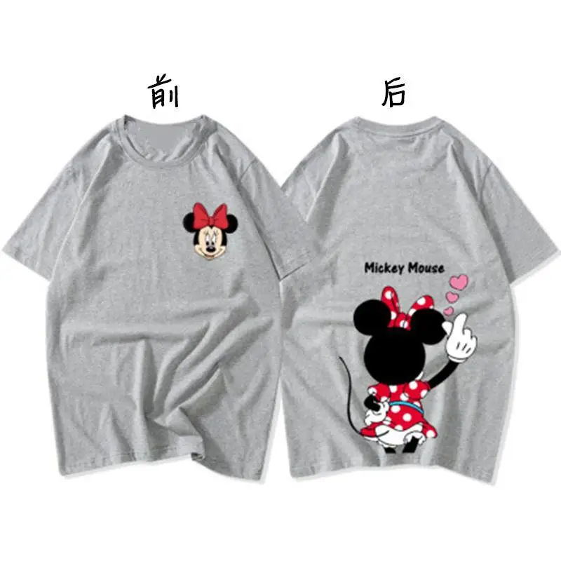 T-shirt imprimé dessin animé Disney Kawaii, tenue de couple Bestie, manches courtes, Minnie Destroy AndrVersatile, coréen, étudiant