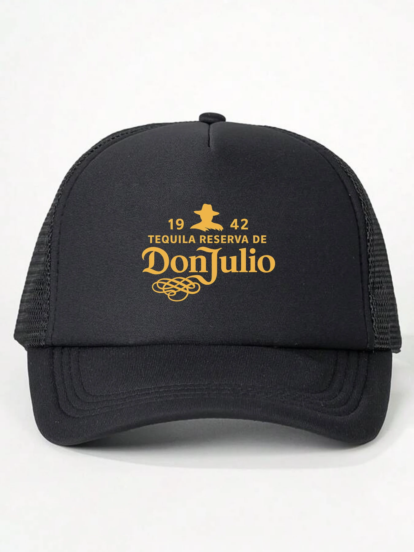 1 Don Julio printed black baseball cap - Western style sun hat with orange logo, comfortable and breathable neutral truck cap, c