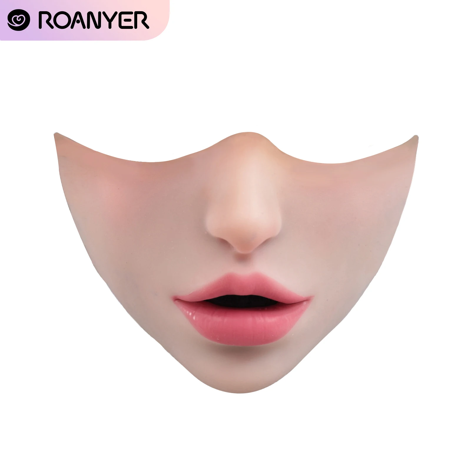 Roanyer Realistic Silicone Half Mask Open Lip for Crossdresser Halloween Party Cosplay