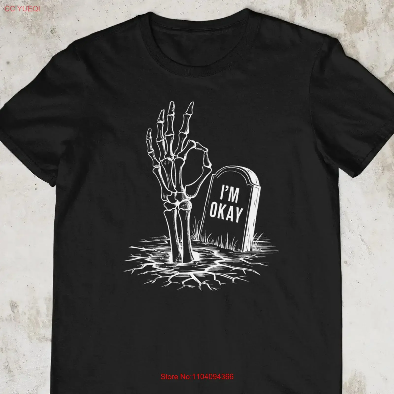 Мужская футболка со скелетом «Я в порядке», Хэллоуин, тревога, стрессованная ложка, депрессия, саркастическая винтажная стираная мода Мужская футболка со скелетом «Я в порядке», Хэллоуин, тревога, стрессованная ложка, депрессия, саркастическая винтажная стираная мода