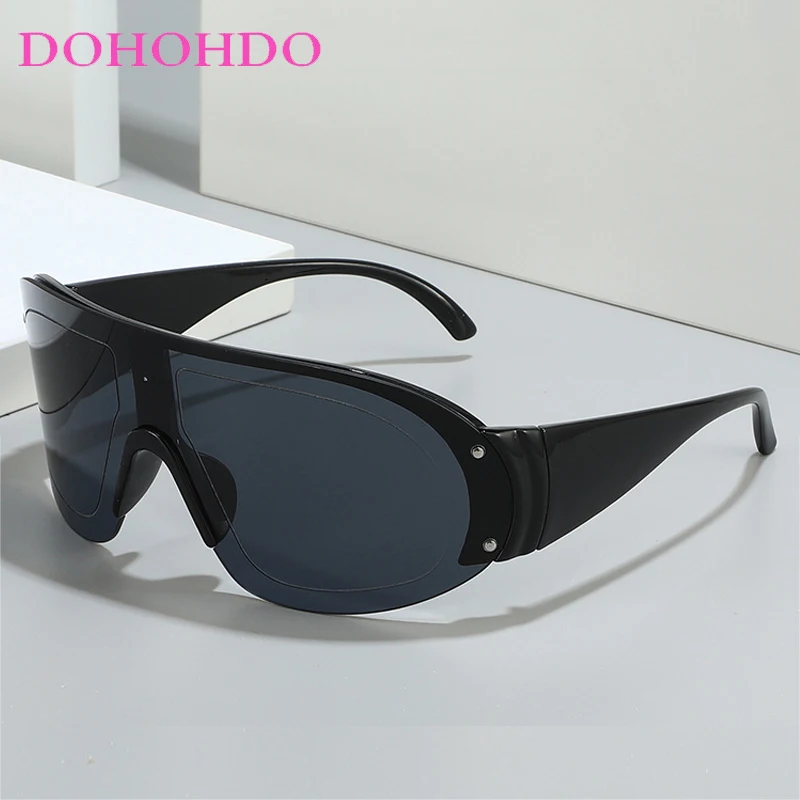 

Oversized Y2K Sunglasses Women Men Fashion Luxury Brand Design One Piece Punk Sun Glasses Female Outdoors Driving UV400 Shades