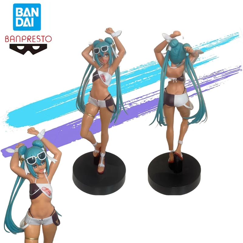 

В наличии Bandai Banpresto, оригинальные Hatsune Miku Gt Project Racing Miku 2023, тропическая девушка, аниме-фигурки, модель игрушки 20 см