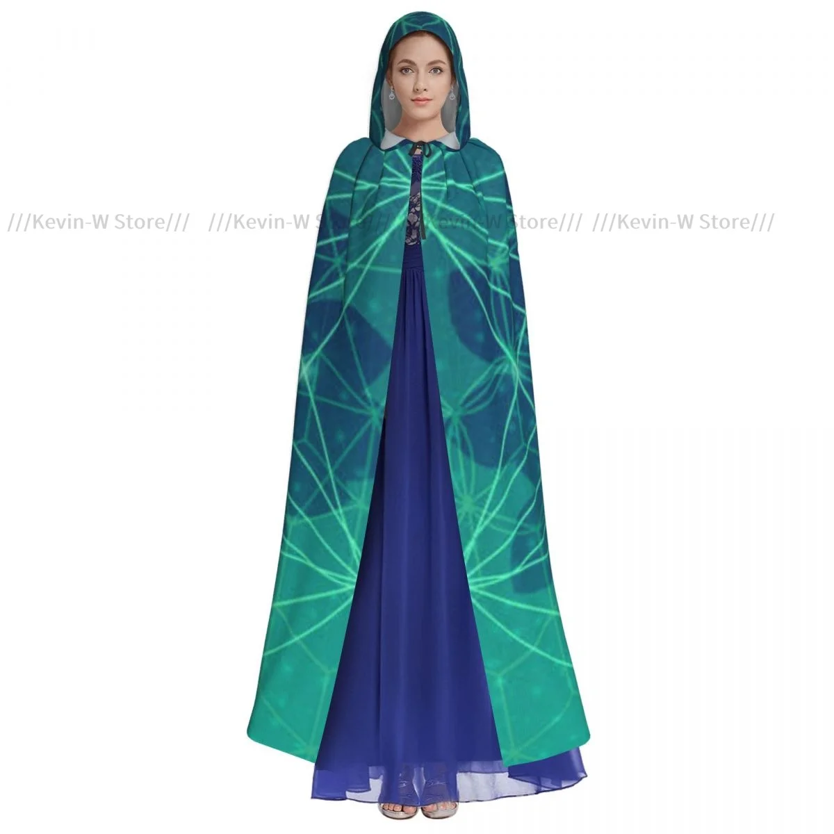 Hooded Cloak Unisex Cloak with Hood Futuristic Tree Of Life Space Plains Pattern Cloak Vampire Witch Cape Cosplay Costume