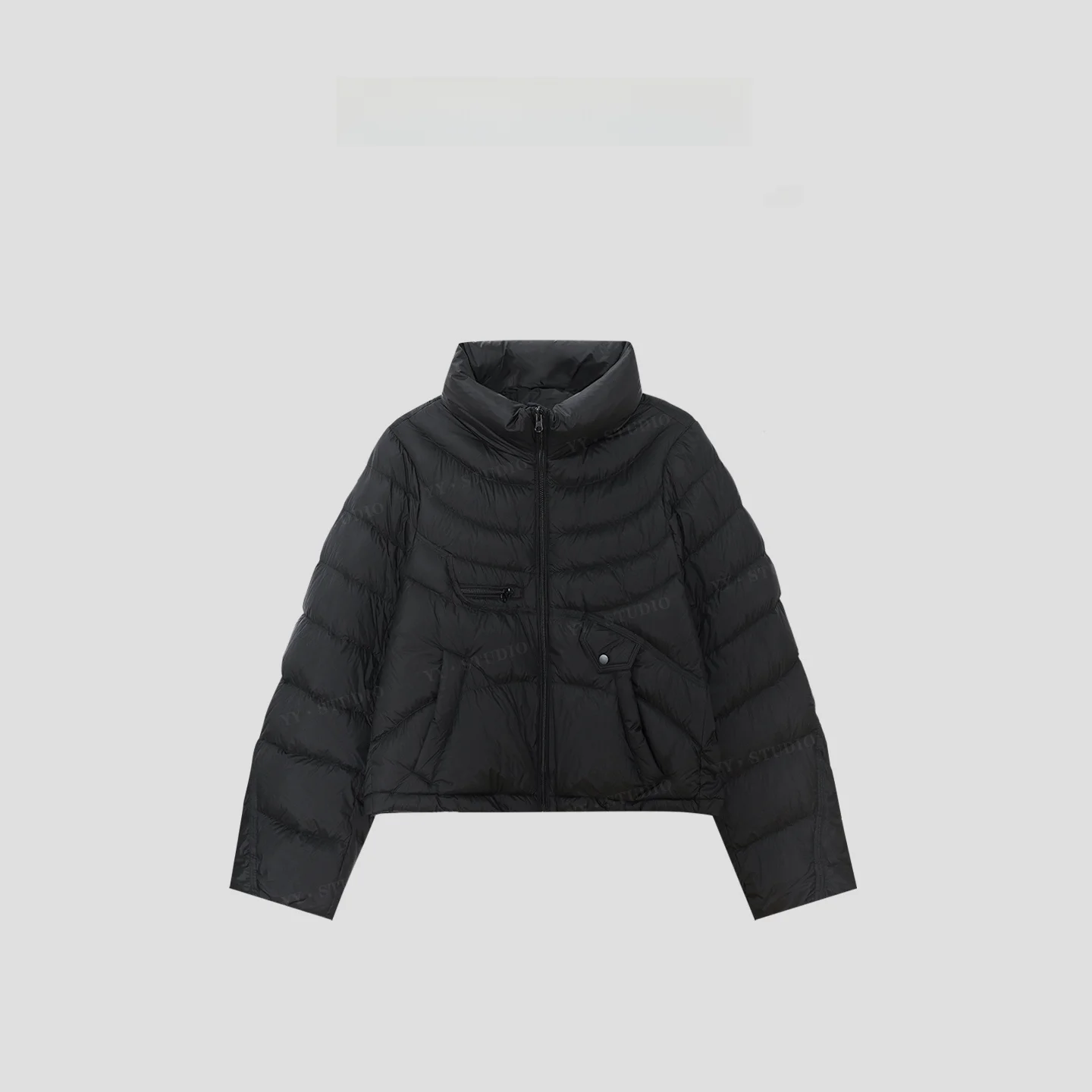 

Женская пуховая куртка с высоким воротником, длинными рукавами, теплая, объемная, верхняя одежда YY7044, приталенный крой, стандартный размер, белая, с наполнителем из перьев