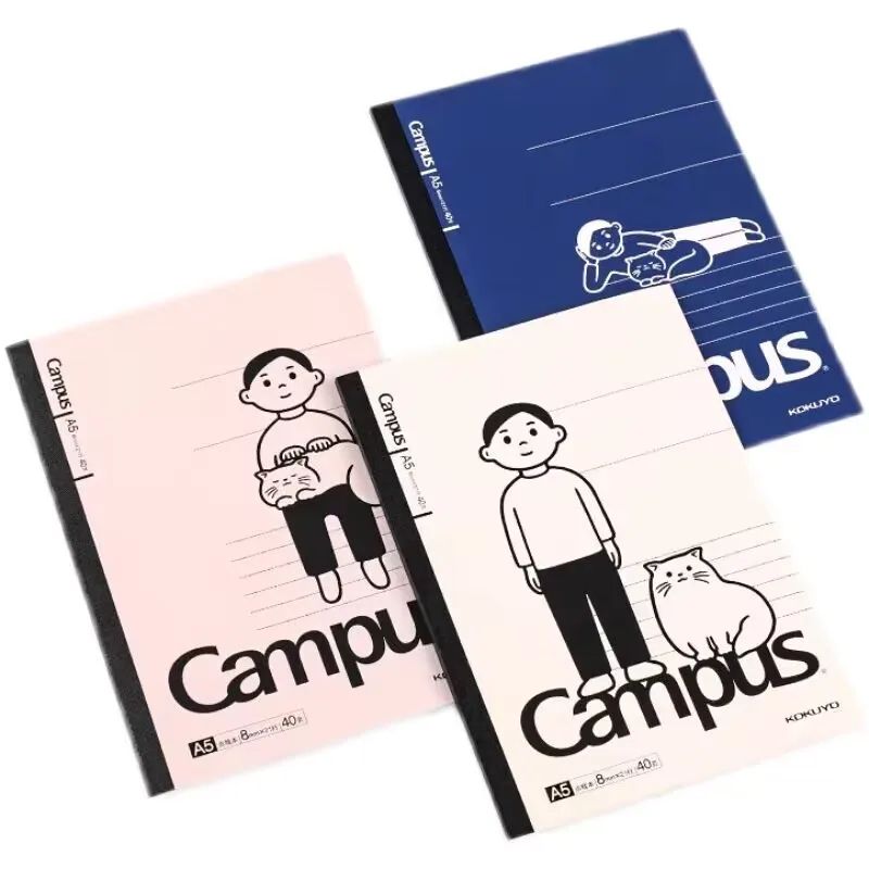 KOKUYO-cuaderno A5 B5 para estudiantes, Bloc de notas de 8mm con línea Horizontal, superficie suave, copia, encuadernación inalámbrica, aprendizaje,