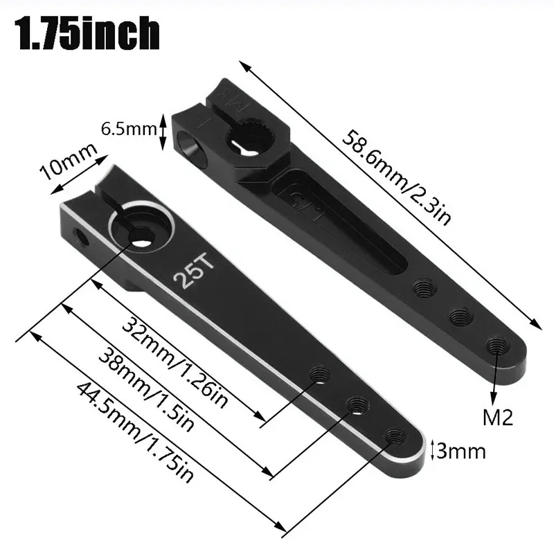 Klaxon de bras de servo de direction en métal CNC en aluminium, avion RC, servo de voiture 25T, allonger les pièces de bras oscillant, 1/1 pouces, 25/1 pouces, 5/1 pouces, 75 pouces, 2 pouces, 1 pièce