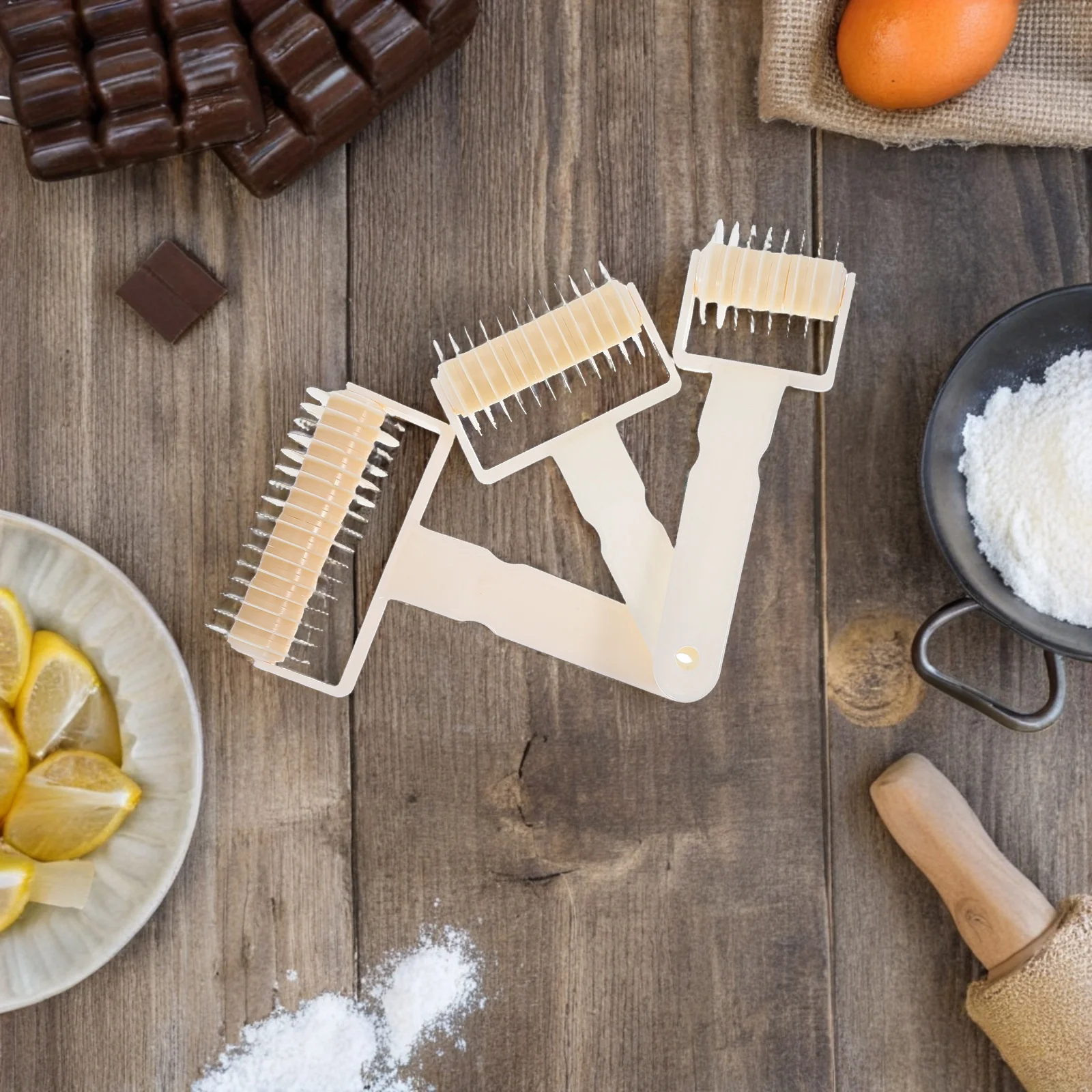 3 قطعة العجين شعرية الأسطوانة القاطع المعجنات القاطع الخبز أداة مجموعة ل فطيرة كوكي البيتزا الخبز DIY بها بنفسك الأبيض الخبز اكسسوارات #4