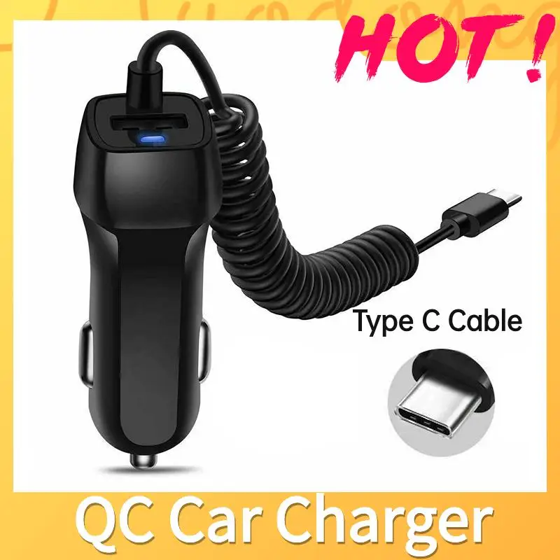 Car Charger USB QC 3.0 For Xiaomi Car Charger Adapter For Mobile Phone Micro Type C Fast Charger Cable