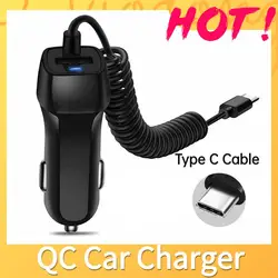 Cargador de coche USB QC 3,0 para Xiaomi, adaptador para teléfono móvil, Cable de carga rápida Micro tipo C