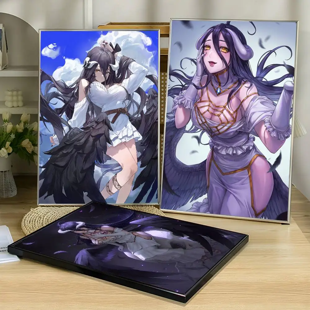 Anime Overlord albedo Poster Waterproof Wall Art Sticker For Bar Living Room Vintage Room Decor High Quality Print Gift