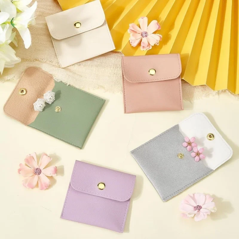 2/5pcs Jewelry storage bag snap bag gift bag necklace ring packaging bag flip bag protective bag data cable earphone bag.