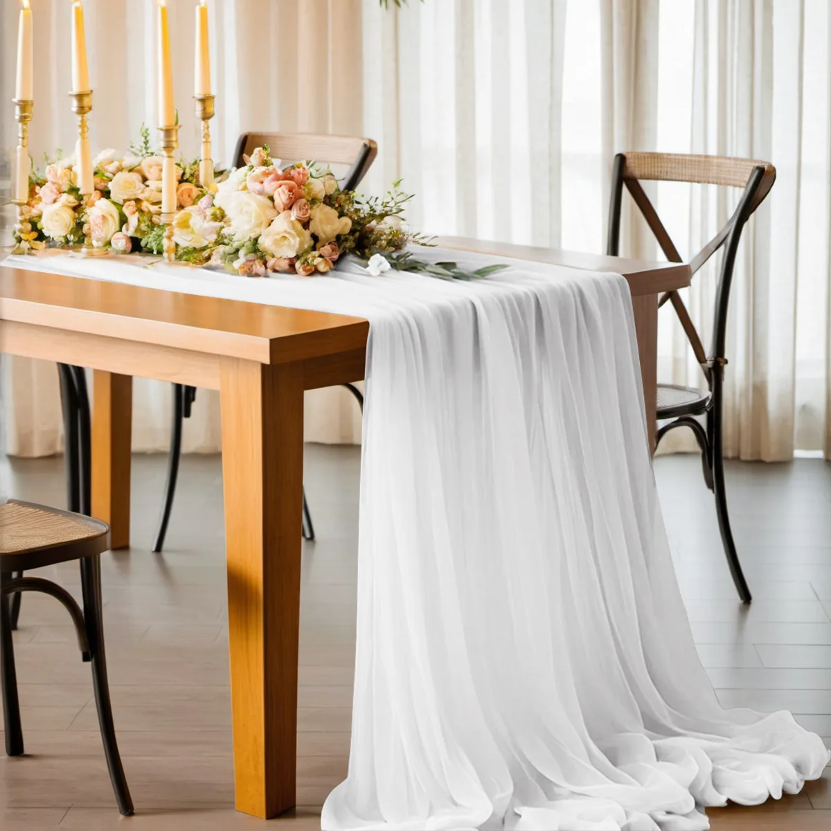 Versatile Wedding Voile Backdrop - Dreamy Window Sheer Curtain for Indoor/Outdoor Ceremony & Photo Shooting
