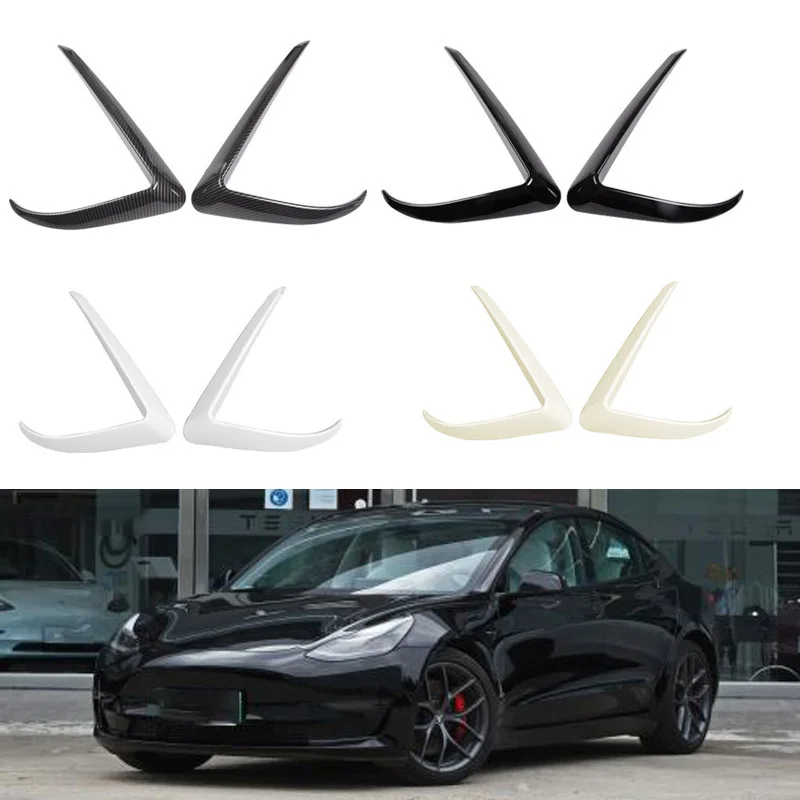 

For Tesla Model 3 Car Front Fog Lamp Light Frame Carbon Fiber Spoiler Air Knife Eyebrow Decoration Sticker Exterior Accessories