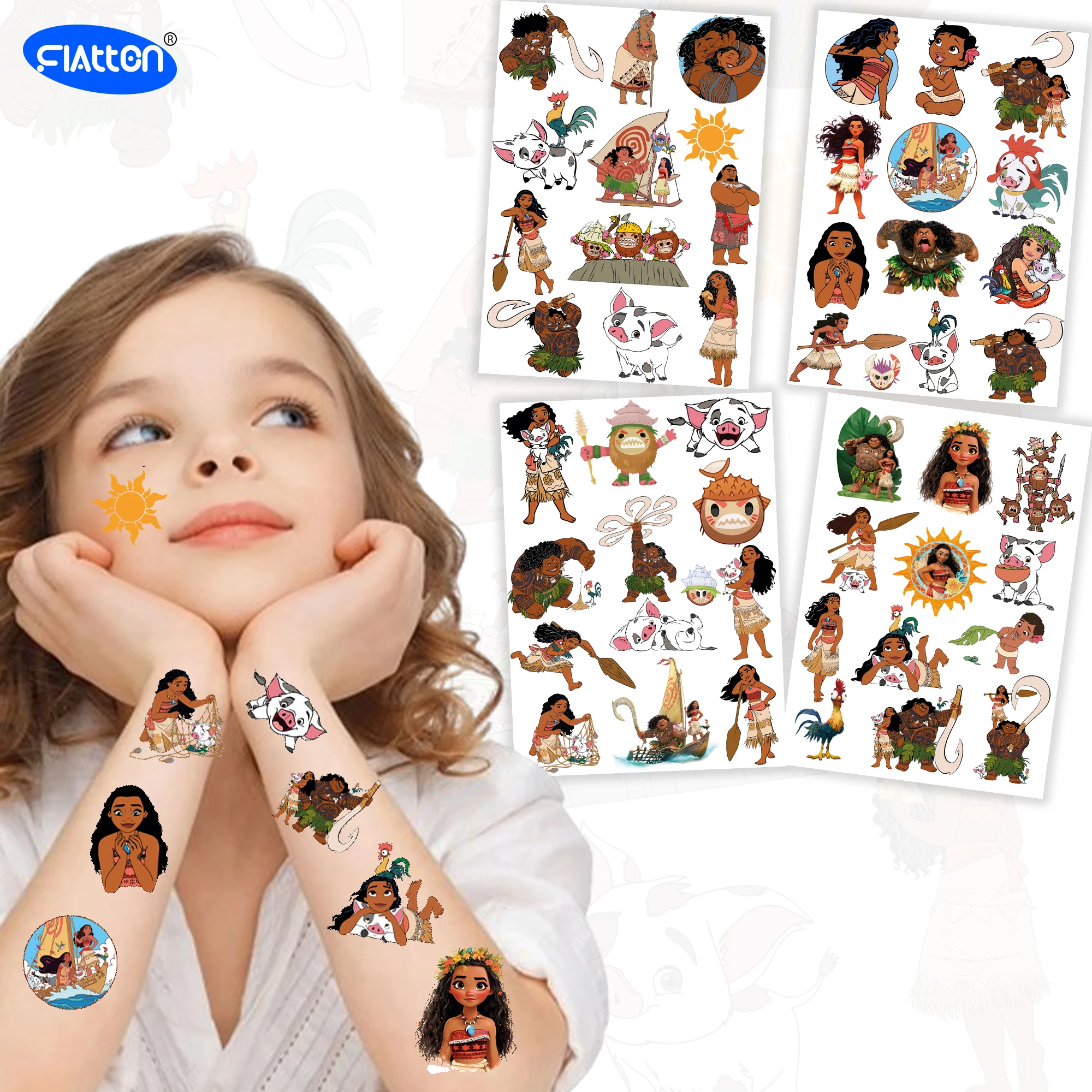 New Disney Cartoon Anime Moana Tattoo Stickers Children's Temporary Tattoos Body Art Cosplay Party Toys for Kids Gifts Party