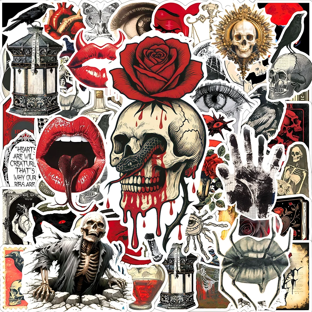 10/30/50 قطعة ريترو أحمر أسود الرعب القوطية ملصقات كول الكرتون ملصق ملصق DIY بها بنفسك دراجة نارية الغيتار الهاتف سيارة هالوين الشارات #1