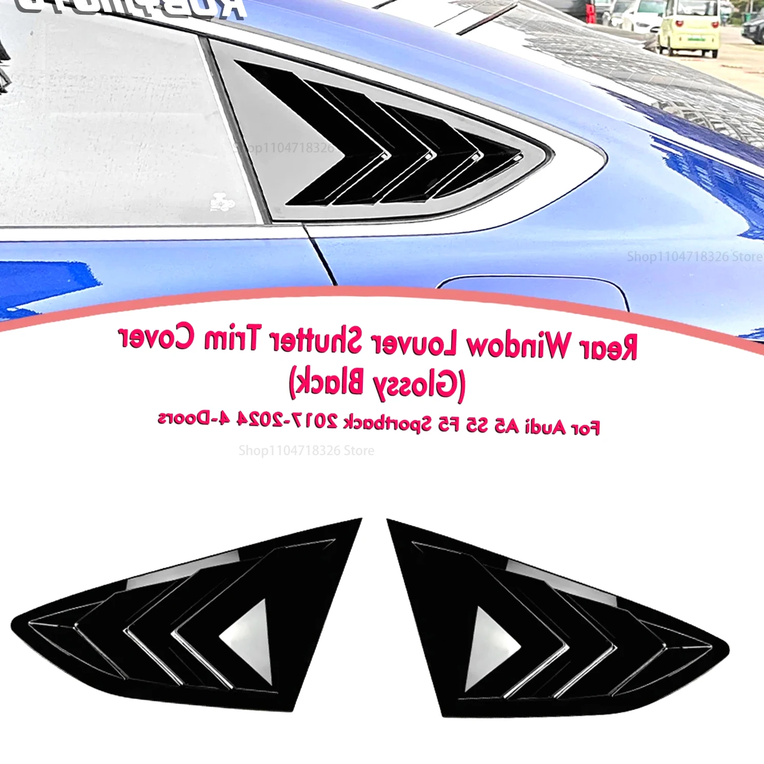 

For Audi A5 S5 F5 Sportback 4 Door 2017-2024 2PCS Car Rear Window Side Vent Shutter Louver Cover