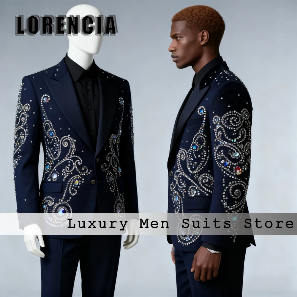 

Роскошные мужские костюмы с кристаллами, комплект из 2 предметов, блестящие ювелирные изделия, смокинги, комплект 2025 года, наряды для свадебной вечеринки, блейзер, брюки по индивидуальному заказу, костюмы для мужчин