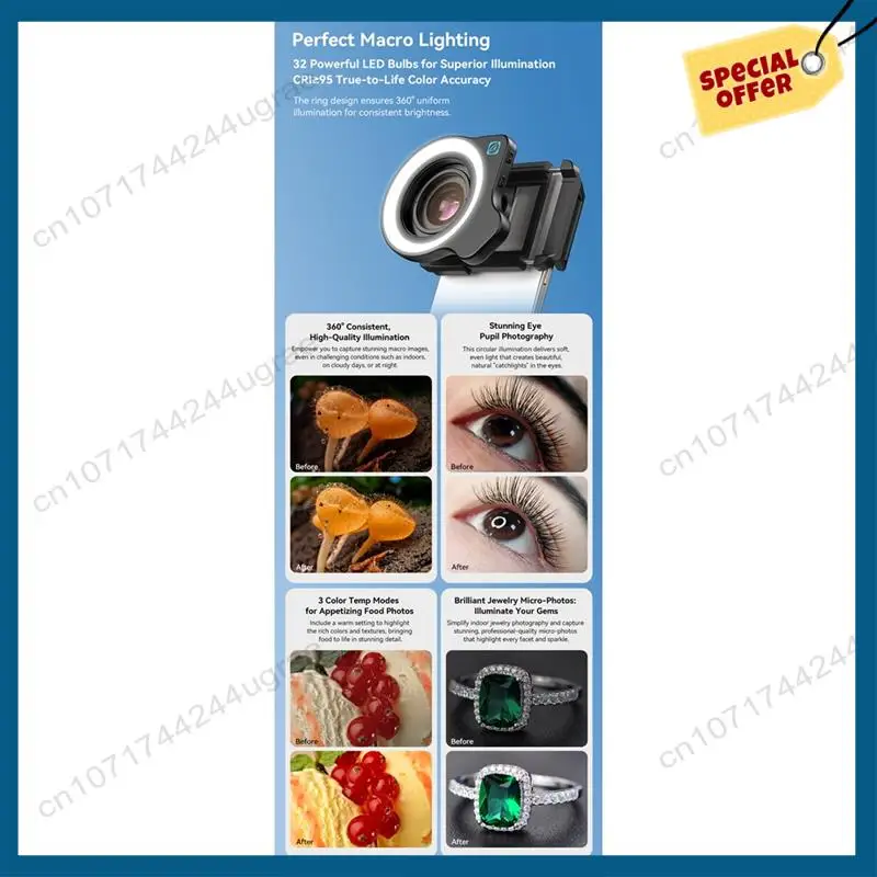 -A15I 10-20X Zoom Macro Lens With LED Fill Light Universal Clamp HD Camera Lens Kit For Iphone Smartphones