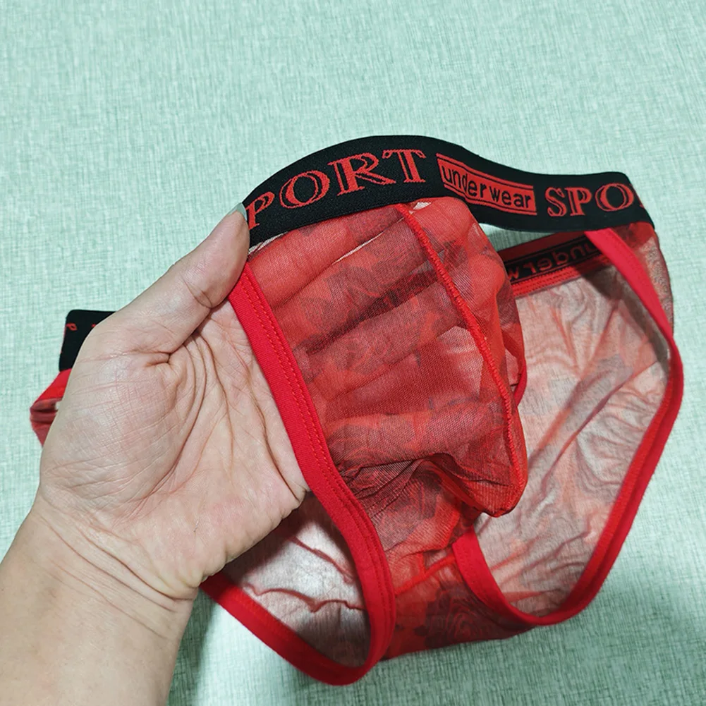 ملابس داخلية للرجال سراويل داخلية مثيرة مطبوعة بالورود عالية الشوكة ومنظور ملابس داخلية سراويل داخلية شبكية