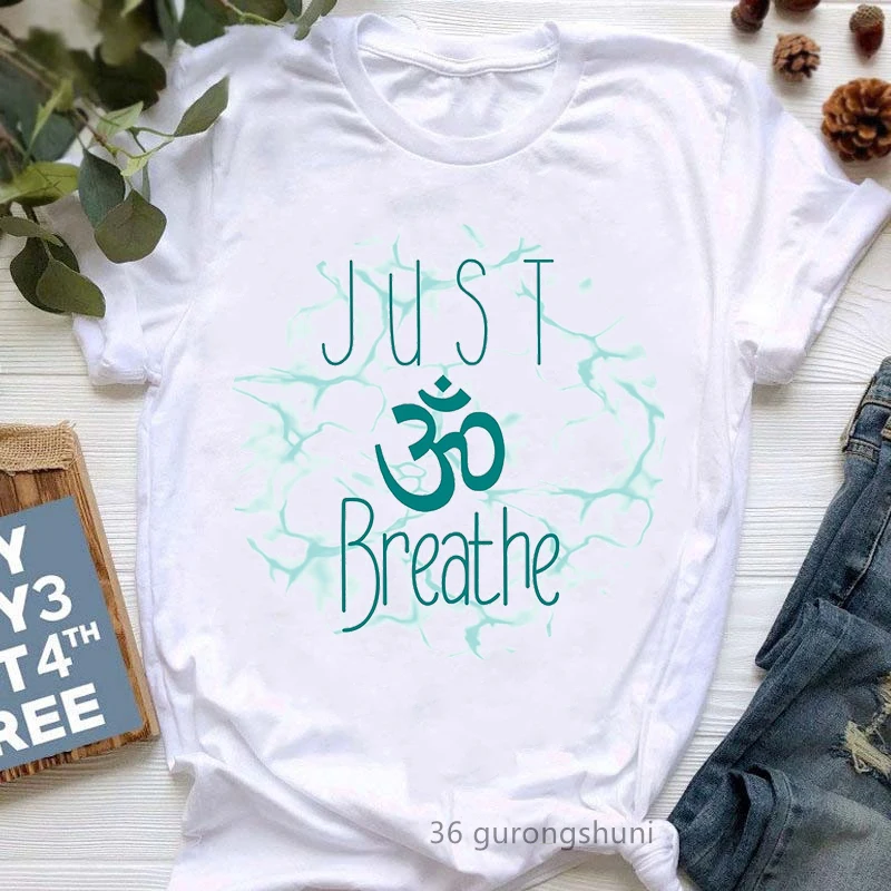 Just Breathe Butterful Letter Print Tshirt Women'S Clothing Funny Dandelion T Shirt Femme Summer Fahison Tops Tee Shirt Female