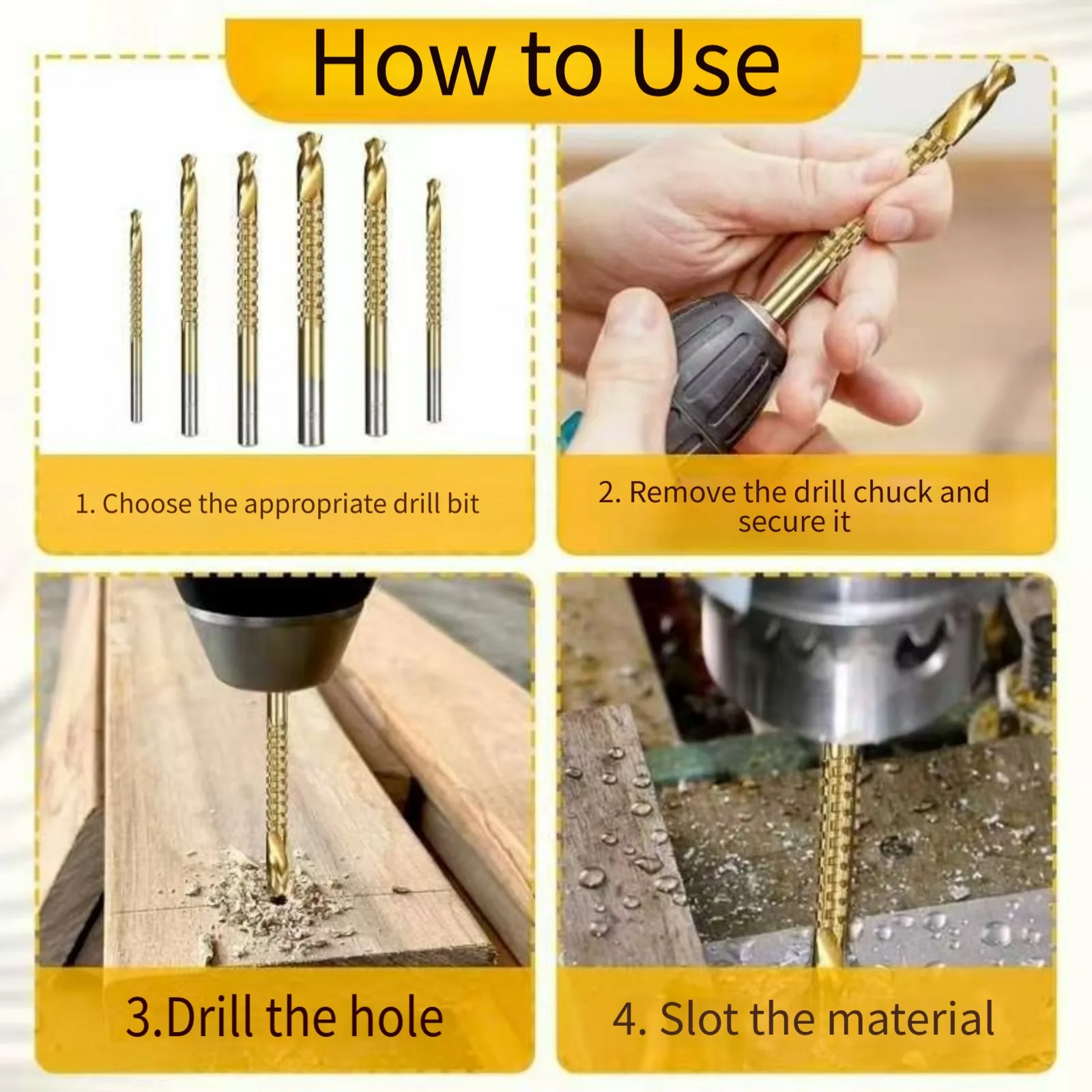 6pcs HSS Coated Drill Bit Set 135 Degree Split Point For Wood Metal Aluminum Plastic Drilling Tools Workshop Kit