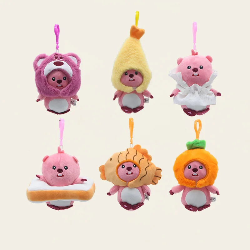 6Pcs/set New Kawaii Pororo Anime Loopy Plush Keychain Pendant 15-19Cm Cute Cartoon Plush Doll Toy Backpack Pendant Birthday Gift