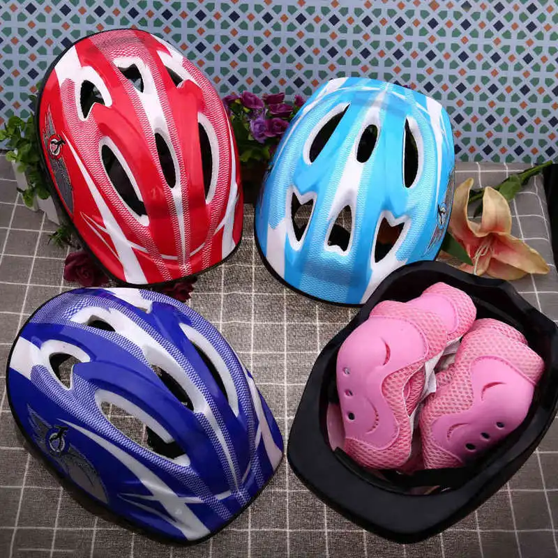 7PCS/Set Knee Elbow Protection Sets Safety Helmet Bicycle Scooter Roller Skating Protective Gear Sets Bike Cycling Wrist Guard