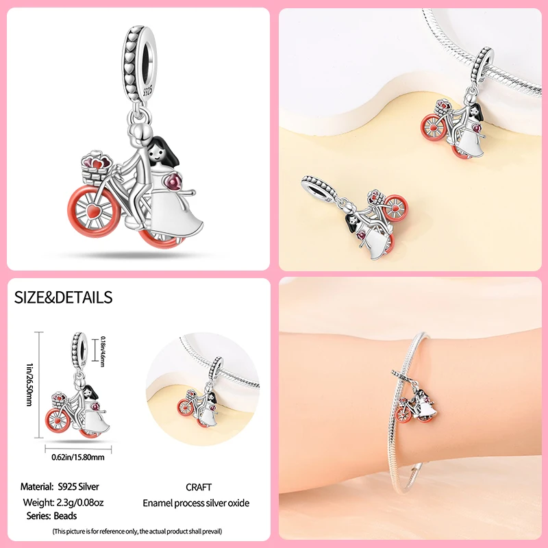 925 Sterling Silver Romantic Couple Rose Valentine\'s Day Charms Beads Fit Qikaola 925 Original Bracelets Fine DIY Jewelry Gifts