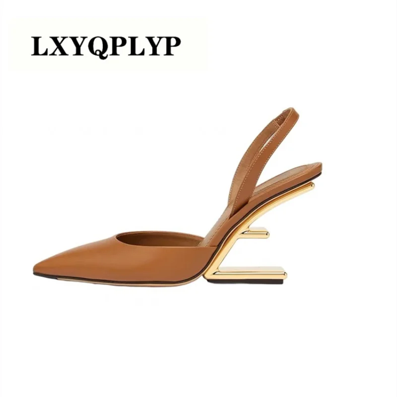 2023 New Women\'s Spring/Summer European and American Designers Fashion Shaped High Heels with Sandals Fashion Show Banquet Shoes