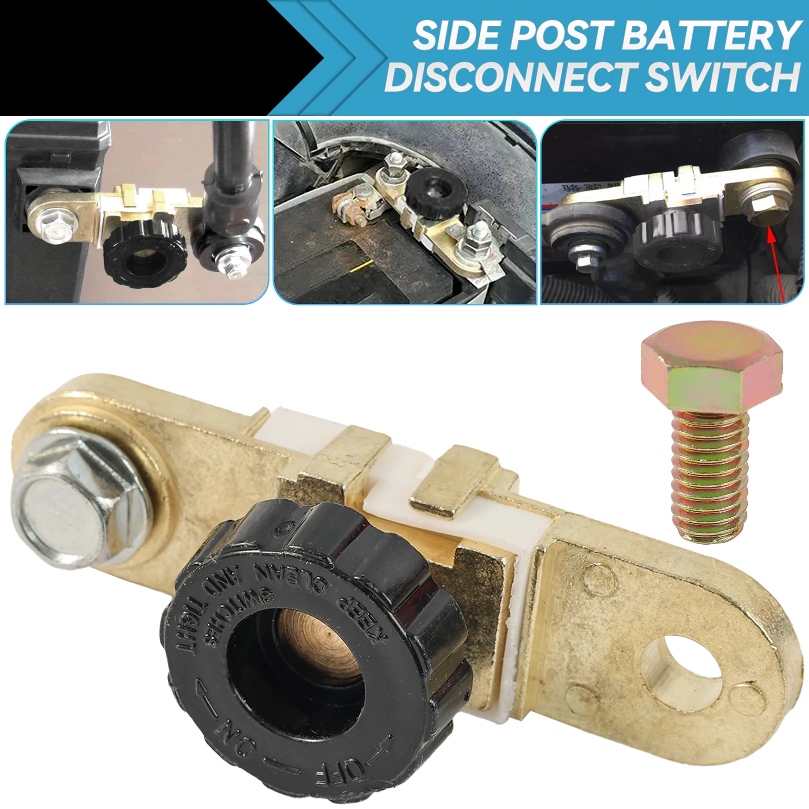 Quick Cut-off Disconnect Isolator Switch Car Battery Terminal Link Power-off Switch for Car Auto Truck Vehicle Rv Boat Marine