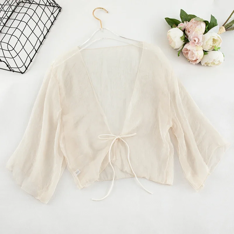 Rin Confa Women Chiffon Shawl Short Section Small Shawl Sunscreen Clothing Female Summer Cardigan Small Jacket Thin Section Top