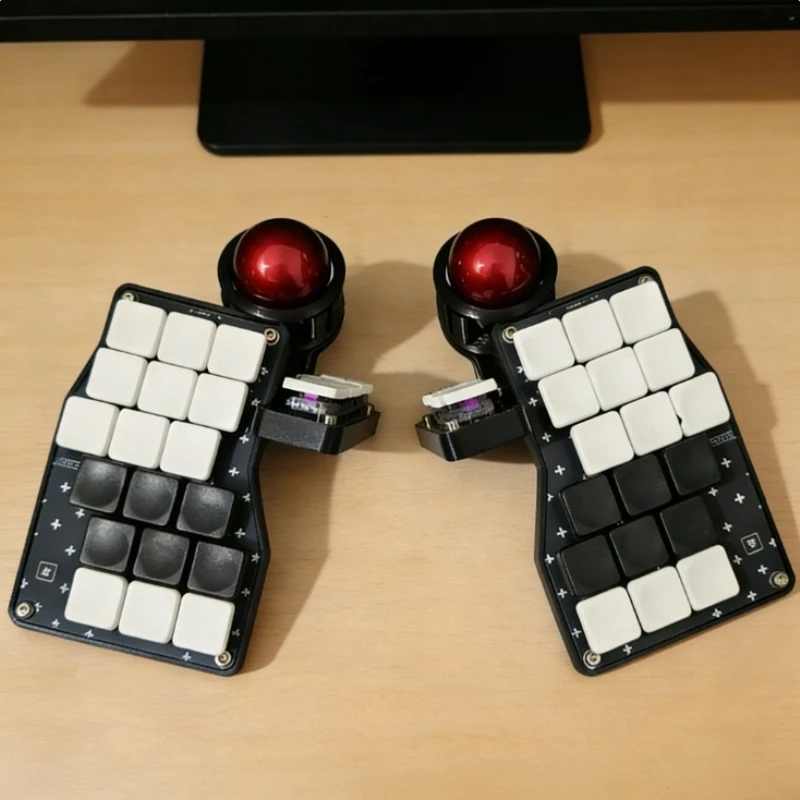New Bridges Crosses Split Keyboard Custom Dual-mode 3x5/3x6 Low Profile Switch Trackball Gaming Keyboard Kit Support QMK/ZKM