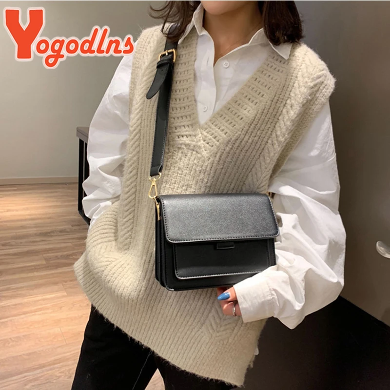 Vintage Shoulder Messenger Bag For Women PU leather Small Square Bag Fashion Crossbody Bag New Trendy Lady Handbag sac