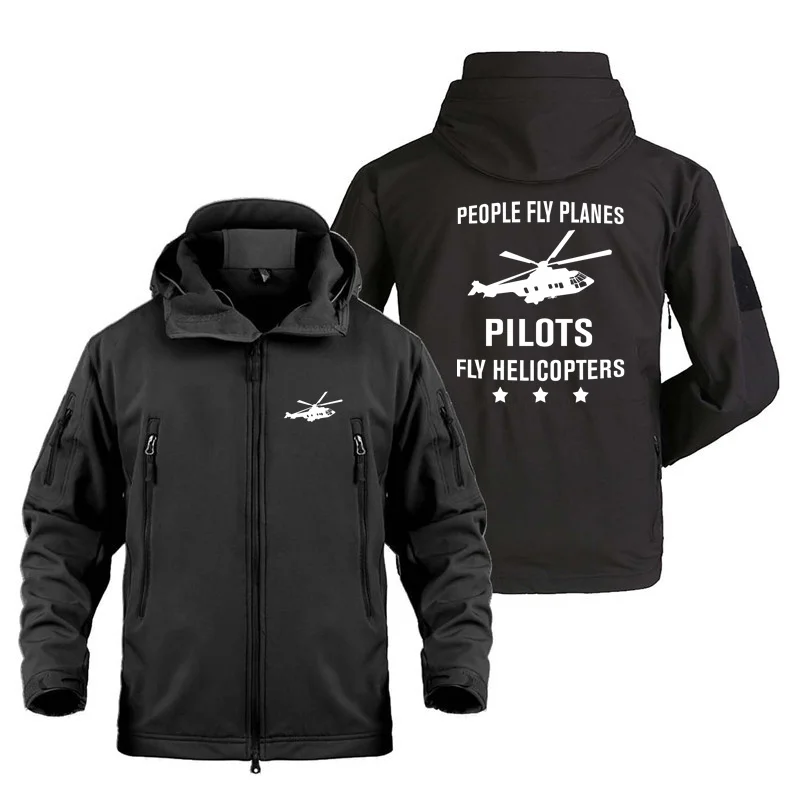 People Fly Planes Pilots Fly Helicopters Aviation Pilots Man Coats Fleece Warm Shark Skin SoftShell Jackets for Men