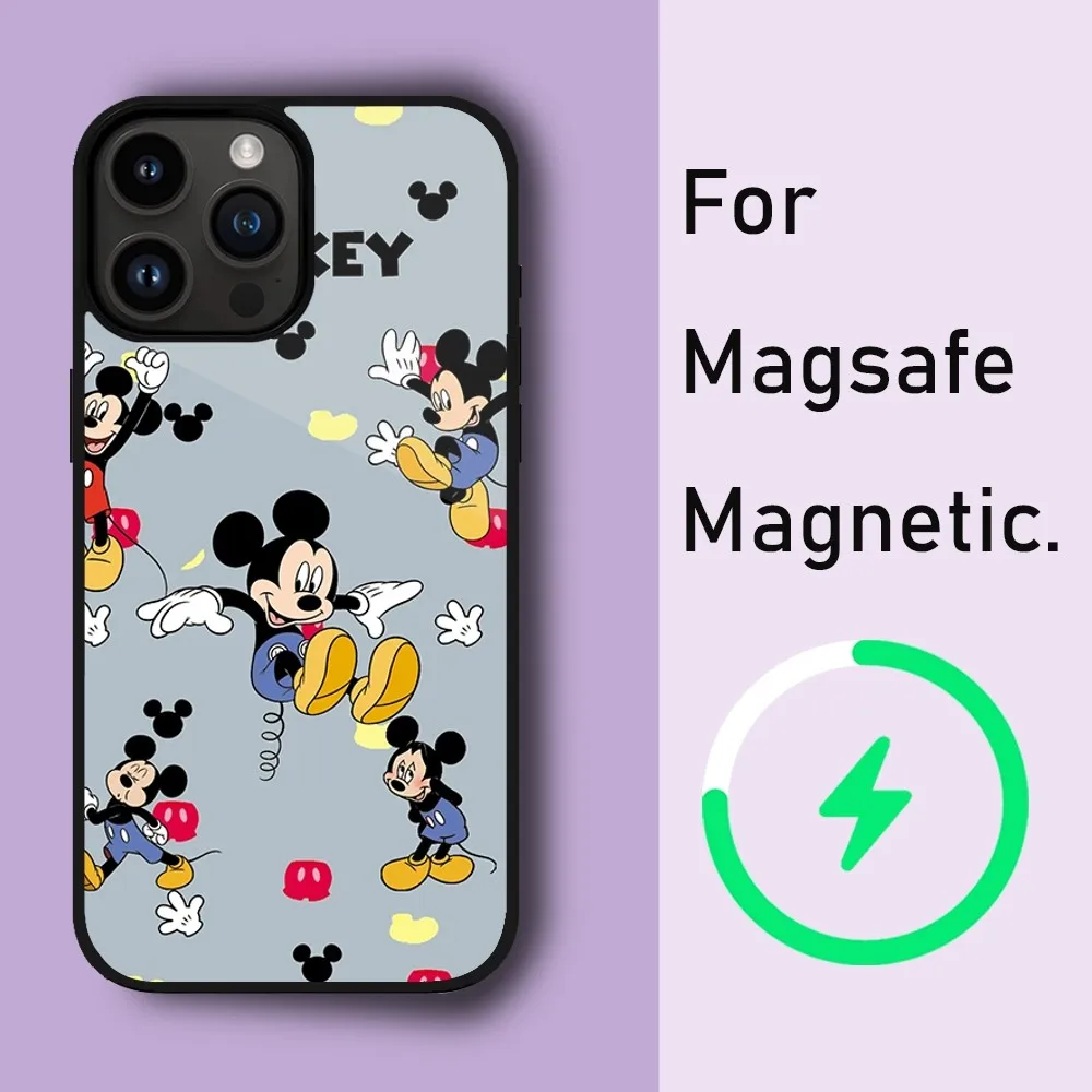 MINISO DISNEY Mickey Mouse Phone Case For iPhone 15 14 13 12 11 Pro Max Plus Phone Magnetic for Macsafe Cases Cover