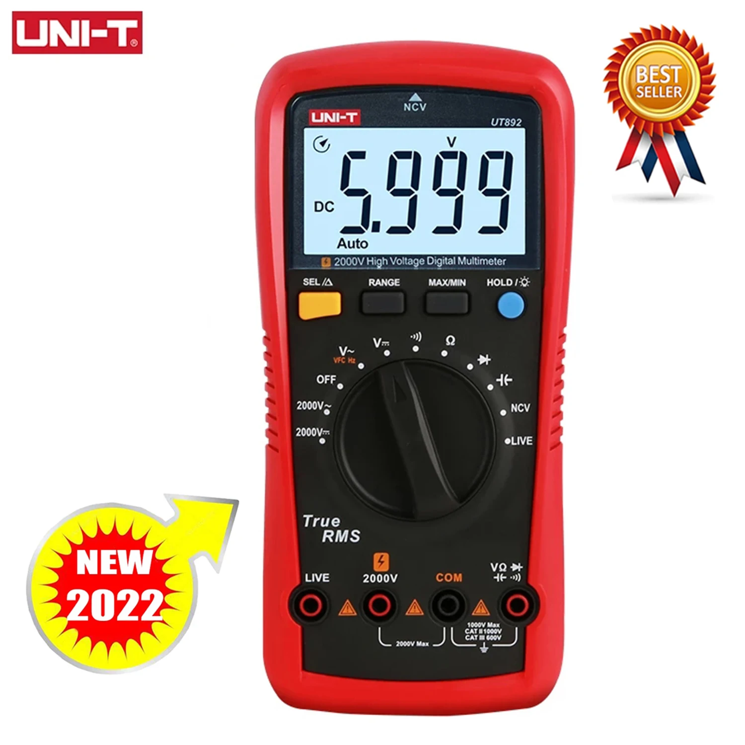 UNI-T UT892 2000 فولت التيار المتناوب/تيار مستمر الجهد العالي الرقمي المتعدد ل الألغام التيار المتناوب تيار مستمر الفولتميتر صحيح RMS مكثف تستر تردد متر.