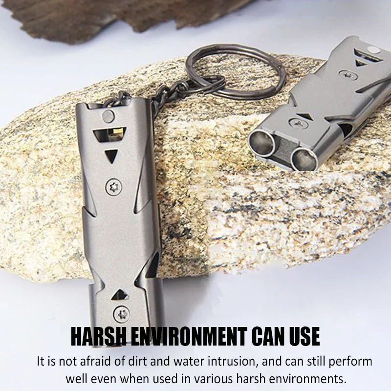 Outdoor Emergency Survival Whistle High Decibel Stainless Steel Whistle with Carabiner Camping Hiking Defense Siren Referee