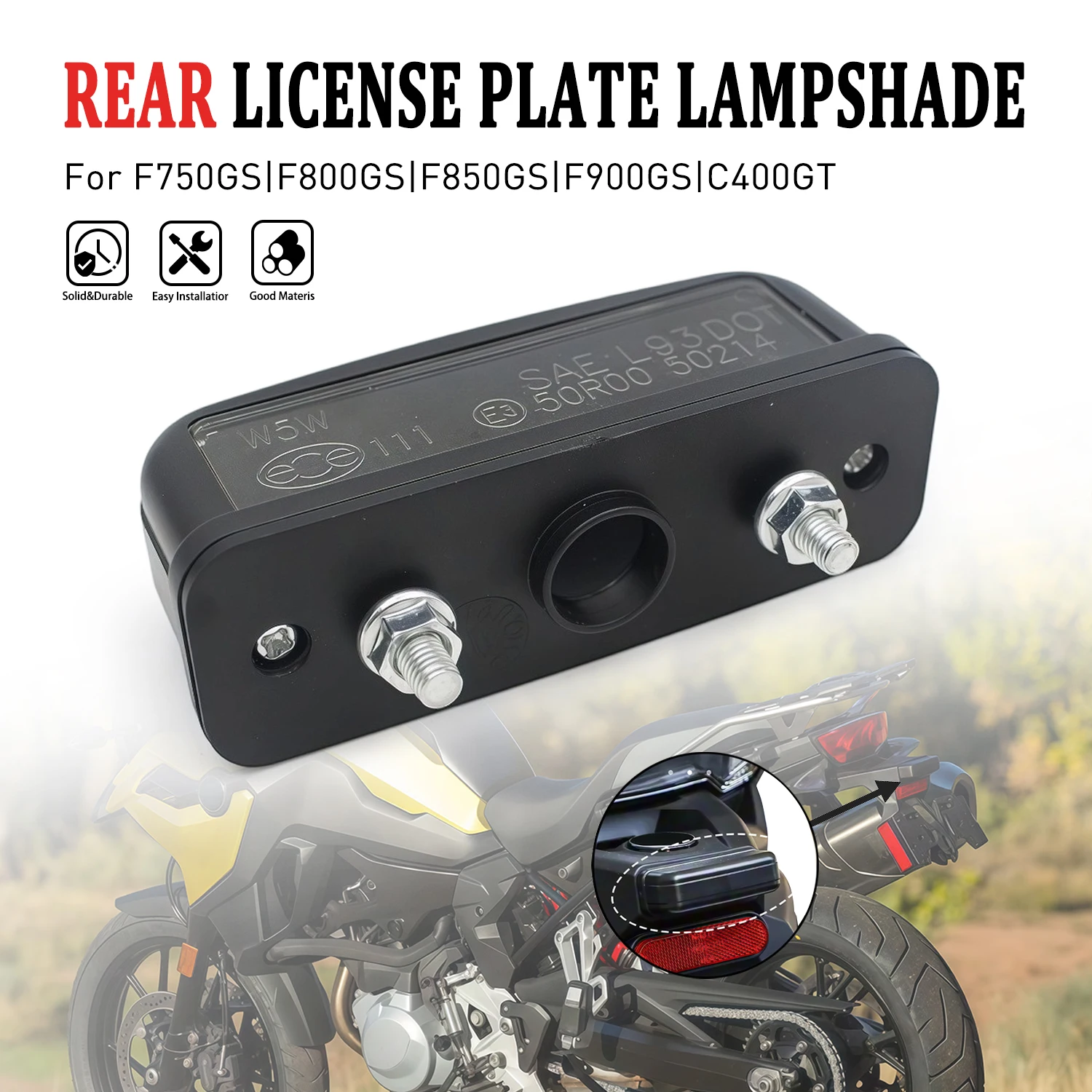 Motorrad-Kennzeichenbeleuchtungsgehäuse für BMW F750GS F850GS C400GT F800GS F900GS ADV, hinteres Kennzeichenleuchtengehäuse
