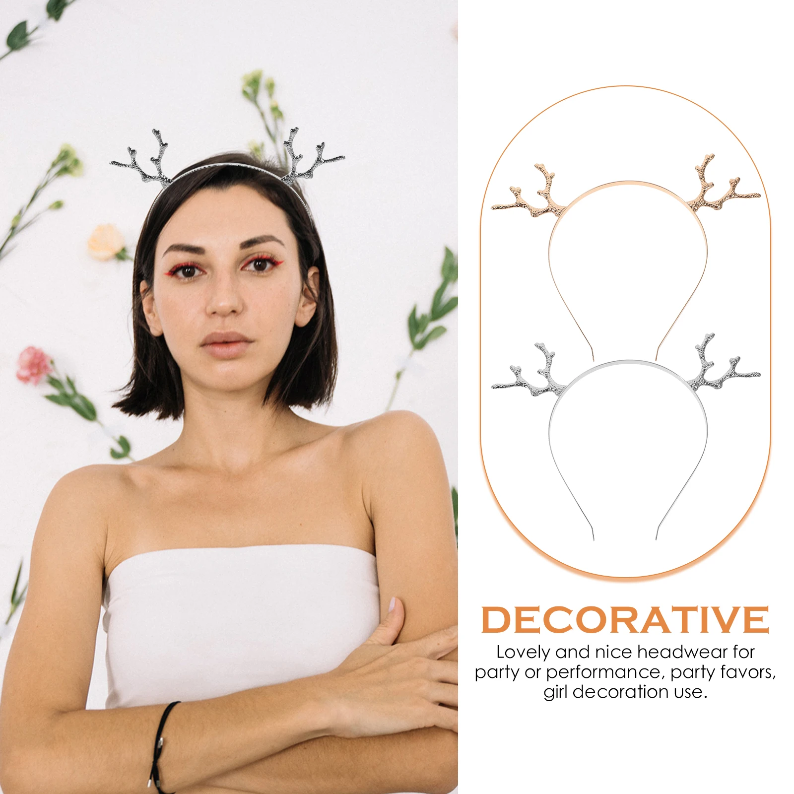 

2Pcs Christmas Antler Hairhoop Cartoon Headband Party Cosplay Lovely Hairhoop Kids Xmas Hairband Christmas Headpiece