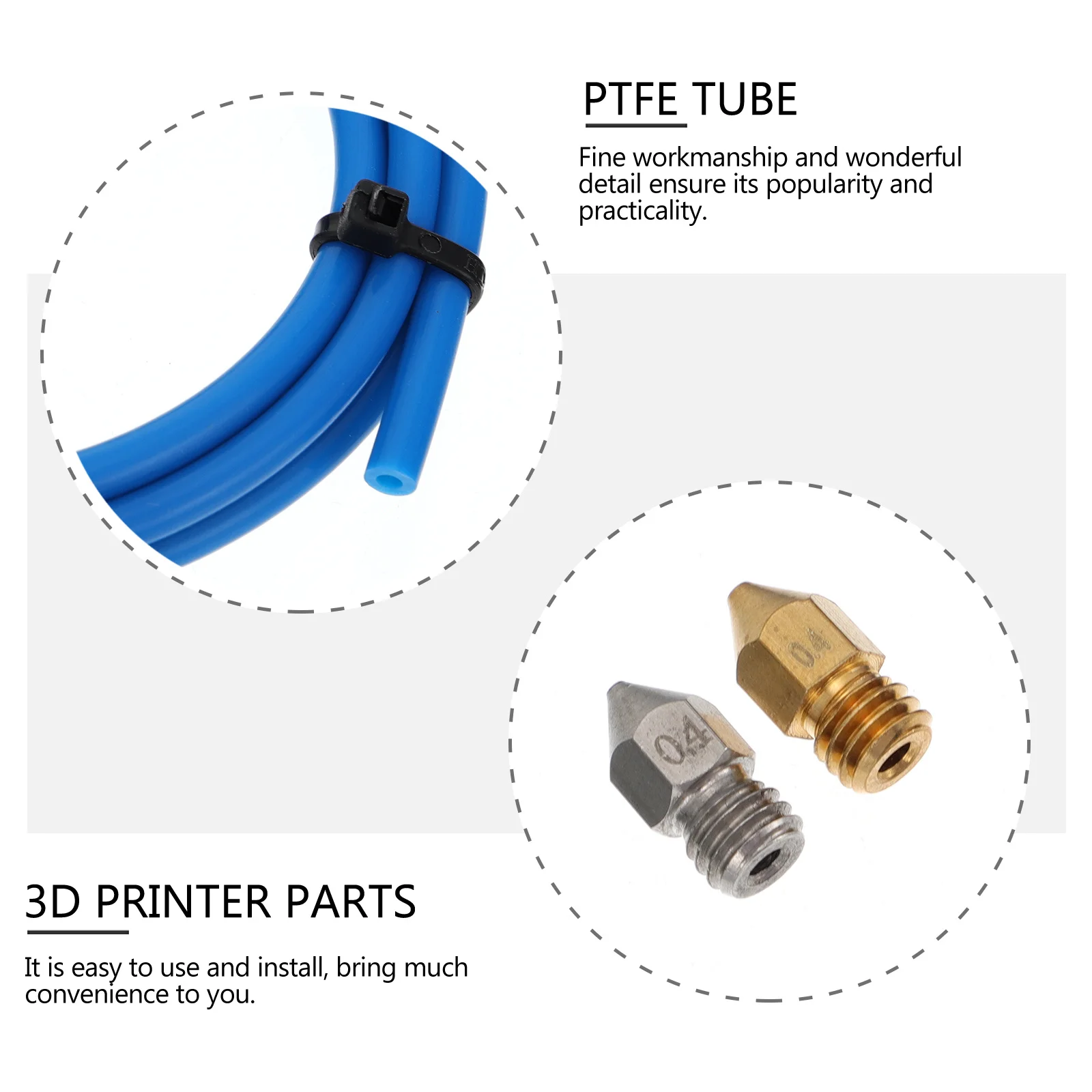 

1 set 1 Set 3D Printer Parts Extruder Nozzle Ptfe Tube Cutter Silicone Sleeve Durable Low Friction Wear Resistant 3D