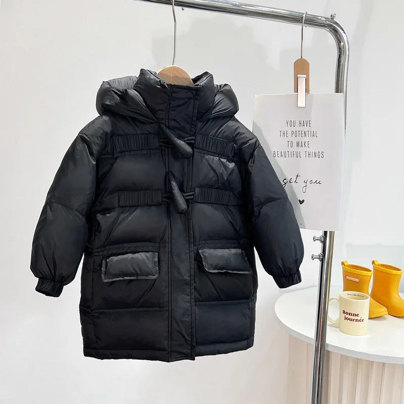 Girls Down Coat Overcoat Jacket Windbreak 2024 Orange Plus Thicken Winter Autumn Teenagers Warm Christmas Gift Children's Clothi