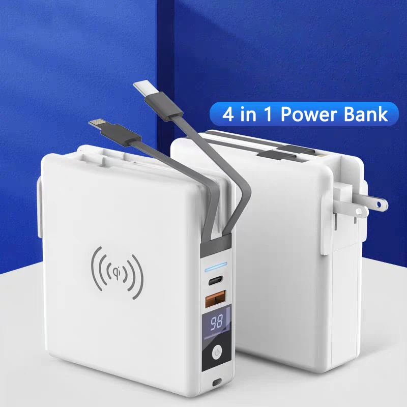 

15W Qi Wireless Charging Power Bank with Cable Adapter Portable Charger for Samsung S22 iPhone 14 15 X Xiaomi Poverbank 10000mAh