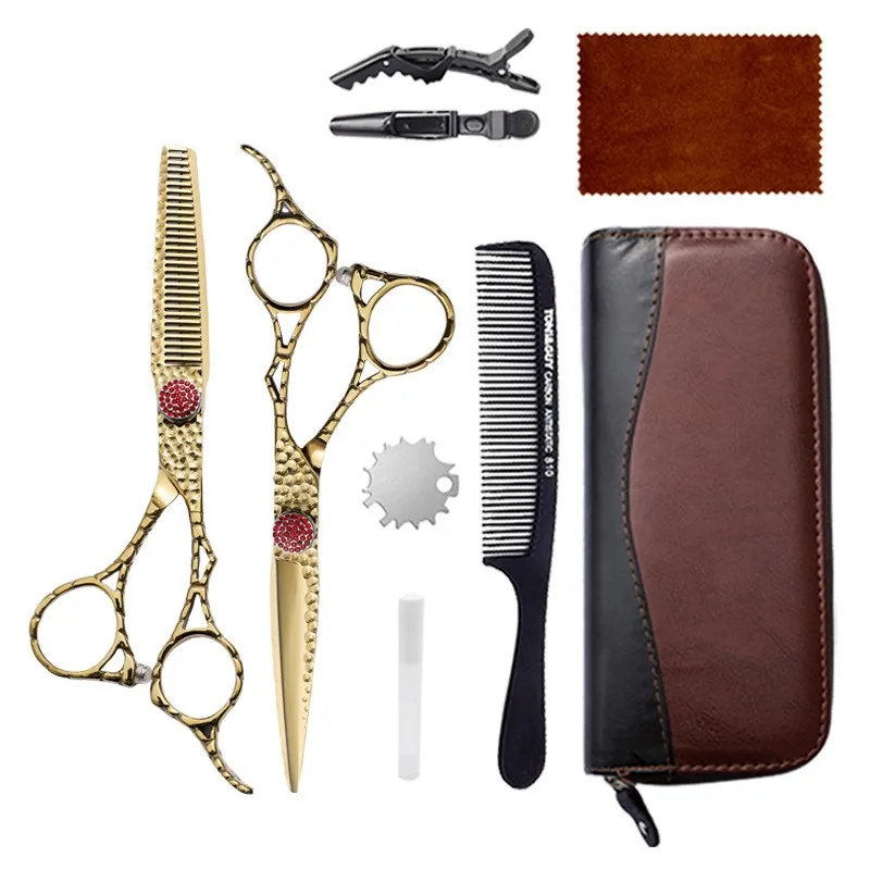 

Professional Hair Cutting Scissors Set 6 Inch 9CR Stainless Steel Thinning Shears & Fringe Scissors for Barbers Salon Home Use